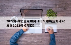 2022年潍坊重点项目（山东潍坊蓝海建设发展2022债权项目）