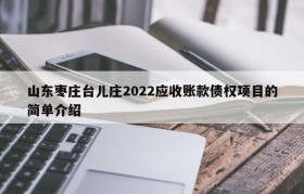 山东枣庄台儿庄2022应收账款债权项目的简单介绍