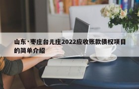 山东·枣庄台儿庄2022应收账款债权项目的简单介绍