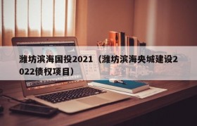 潍坊滨海国投2021（潍坊滨海央城建设2022债权项目）