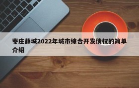 枣庄薛城2022年城市综合开发债权的简单介绍