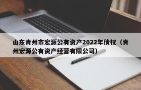 山东青州市宏源公有资产2022年债权（青州宏源公有资产经营有限公司）