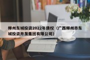柳州东城投资2022年债权（广西柳州市东城投资开发集团有限公司）