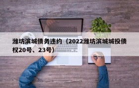 潍坊滨城债务违约（2022潍坊滨城城投债权20号、23号）