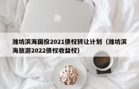 潍坊滨海国投2021债权转让计划（潍坊滨海旅游2022债权收益权）