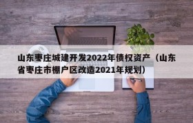 山东枣庄城建开发2022年债权资产（山东省枣庄市棚户区改造2021年规划）