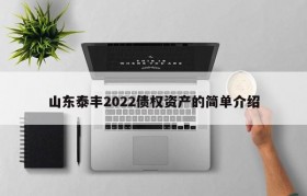 山东泰丰2022债权资产的简单介绍
