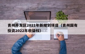 青州开发区2021年新规划项目（青州国有投资2022年收益权）