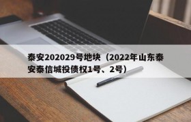 泰安202029号地块（2022年山东泰安泰信城投债权1号、2号）
