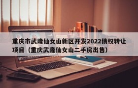 重庆市武隆仙女山新区开发2022债权转让项目（重庆武隆仙女山二手房出售）
