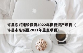 许昌东兴建设投资2022年债权资产项目（许昌市东城区2021年重点项目）