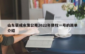 山东荣成水发公用2022年债权一号的简单介绍