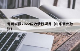 青州城投2022应收债权项目（山东青州融资）