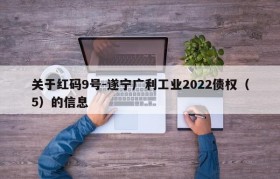 关于红码9号-遂宁广利工业2022债权（5）的信息